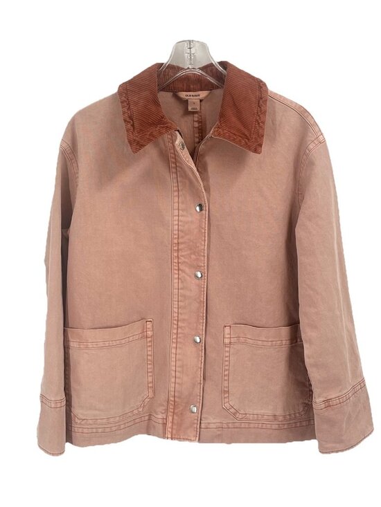Old Navy Jackets & Blazers - Old Navy Barn Jacket Pink Peach Corduroy Collar Workwear Utility Coat Womens S